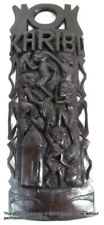 Vintage AFRICAN WOOD CARVING TREE OF LIFE KARIBU (Welcome) 16x6x1 Wall Hanging picture