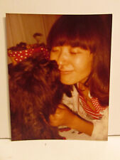 VINTAGE FOUND PHOTOGRAPH COLOR ART OLD PHOTO JAPANESE ASIAN WOMAN KISS BLACK DOG picture