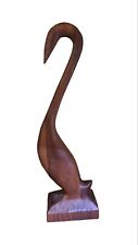 Vintage Wooden Swan Bird Figurine  Mid Century Statue 10