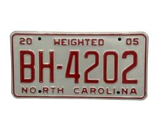 2005 NORTH CAROLINA NC WEIGHTED LICENSE PLATE # BH-4202 ORIGINAL picture