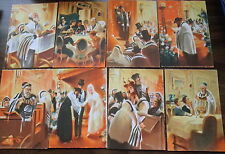 JUDAICA Artist SEEBERGER  SERIES of 8 Vintage SILK PRINT Postcards  MINT UNUSED picture