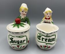 VTG Tulip Tyme Dutch Boy / Girl Shafford Japan Cream and Sugar Bowl Set - 2924Y picture