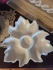 Vintage MCM 1970 Holland Mold Hobbyist Chip and Dip Cream Leaf platter picture