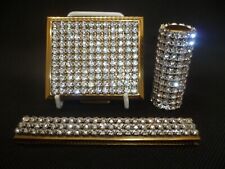 Diamante Rhinestones Powder Compact, Lipstick & Comb Set picture