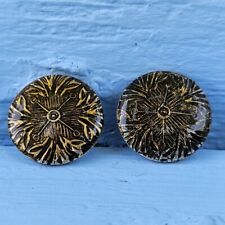 Vintage Set of 2 Tin Buttons with Amber Shellac Coating 5/8