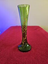 Antique Green Glass Bud Vase 9