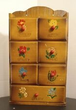 Vintage Wooden Wall Cabinet 7 Drawer Sewing Notions Tiny Cabinet, 10.5