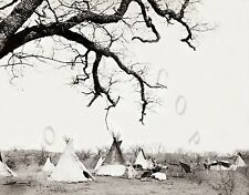 ANTIQUE REPRODUCTION  8X10 PHOTOGRAPHc. 1860's INDIAN CAMP WITH TEEPEES  picture