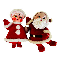 vtg flocked santa & Mrs Claus Christmas decoration Japan picture