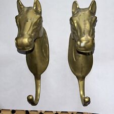 Pair Of Brass Horse Head Hooks Wall Mount picture