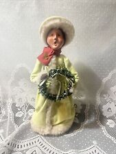 BYERS CHOICE CAROLER HOLDING WREATH DOLL WINTER DRESS  picture