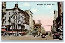 c1920's Woodward Avenue Business Section Detroit Michigan MI Unposted Postcard picture