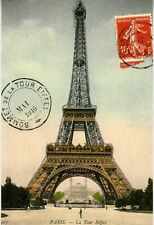 Eiffel Tower Paris France Vintage Style glitter postcard Cavallini picture
