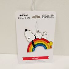 Hallmark Flat Metal Ornament Peanuts Snoopy On a Rainbow Charlie Brown picture