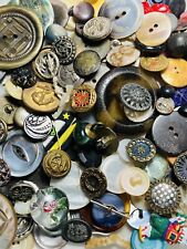Antique Vintage Large Lot Of Buttons Metal Picture Mop Shell Black Glass Etc Z2 picture