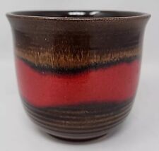 Vintage W German Scheurich Orchard Flower Plant Pot Brown Red Rings 807-14 U230 picture
