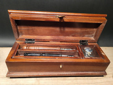 Antique Vintage Style Wood Writing Set Inkwell 2 Pens Desk Box picture