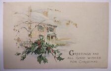 Vintage Christmas Greetings Good Wishes Divided Back Postcard 1924 picture