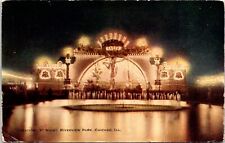 Postcard 1911 Riverview Park Night Creation Fountain Chicago Illinois D17 picture