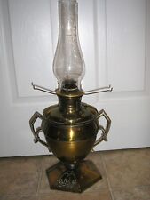 Antique B&H Bradly & Hubbard Engraved Brass Oil Lamp picture