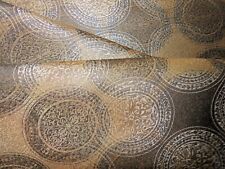 Designer fabric Woven Roman Coins medallions beige tan gold brown new 1 Y picture