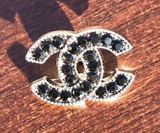 1 Chanel Shank Button, 22mm, Black Crystal & Silver Designer Button picture