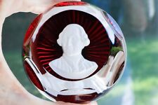 Baccarat Red Crystal Paperweight King Louis XVI Cameo 1975 Franklin Mint picture