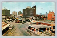 Windsor Ontario Canada, Tunnel Plaza, Windsor Skyline, Vintage c1963 Postcard picture
