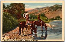 Apaches Halting for Water at Rio Navajo, Arizona- Postcard picture