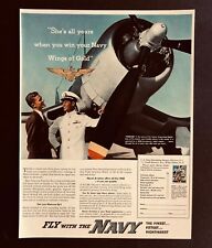 1953 Navy Aviation Recruitment Advertisement Corsair Fighter Plane Vtg Print AD picture