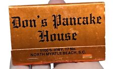 Vintage Don's Pancake House Matchbook. Metallic Orange. North Myrtle Beach, S.C. picture