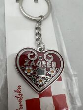 New In bag Croatia Zagreb Red Heart Silver  Metal Keyring Keychain picture