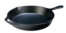 12 In. Cast Iron Skillet Black with Pour Spout Broiler Safe Built In Handles picture
