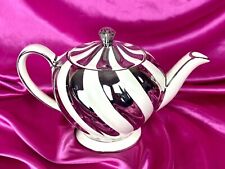 Sadler Silver Swirl Teapot Art Deco Made in England #1540 Full Size 4 Cups 1940s picture