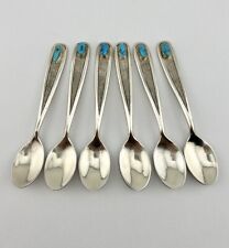 6) Don Platero Navajo Sterling Silver Sleeping Beauty Turquoise Spoon Set 128.6g picture