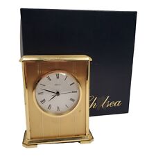 Vtg Chelsea Embassy Gold Brass Quartz Mantle Desk Shelf Clock picture