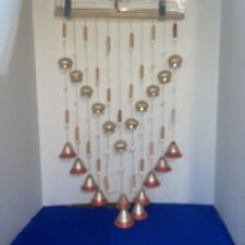 TERRACOTTA Bell Talavera Mexico Wind Chime Bead Bamboo 25” Long 13.5” Wide picture