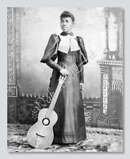 Black Victorian Woman with Guitar c1890s, Vintage Photo Reprint picture