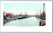 c1905's Black River Boats Docking Houses Port Huron Michigan MI Antique Postcard picture