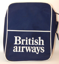 Vintage BRITISH AIRWAYS Flight Bag 1970's Navy Blue White Piping picture