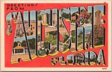 ST. AUGUSTINE Florida Large Letter Postcard Multi-View / Tichnor Linen c1950s picture