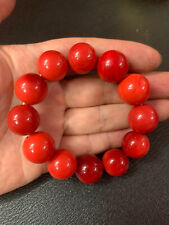 Pure Chinese Natural Red 南红 Agate Dzi 16mm Round Beads Bracelet  picture