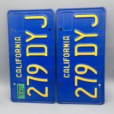 Vintage California License Plates Pair Blue Yellow 1971  279 DYJ picture