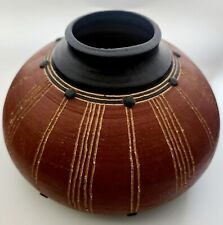 Vintage Indian Clay Etched Pot/ Vase Signed picture