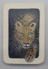 Small HANDMADE souvenir gifts fridge magnetWooden decorative magnet Leopard  picture