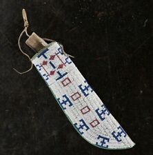 Handmade Old American Style Sioux Beaded Suede Hide Knife Sheath KNS12 picture