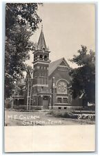 c1940's ME Church Scene Street Sheldon Iowa IA RPPC Photo Vintage Postcard picture