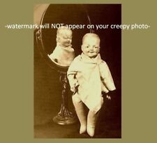 Vintage Freak Baby Devil Mirror PHOTO Creepy Scary Child Weird Doll picture