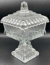 Vintage Clear Glass Wedding Box Candy Dish Compote Has Scalloped Edges Mint Cond picture