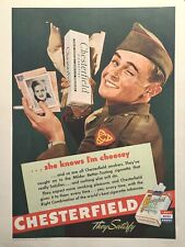 Chesterfield Cigarettes G. I. Sweetheart Back Home Photo Vintage Print Ad 1944 picture